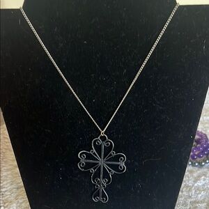 Elegant Black Cross Pendant Necklace